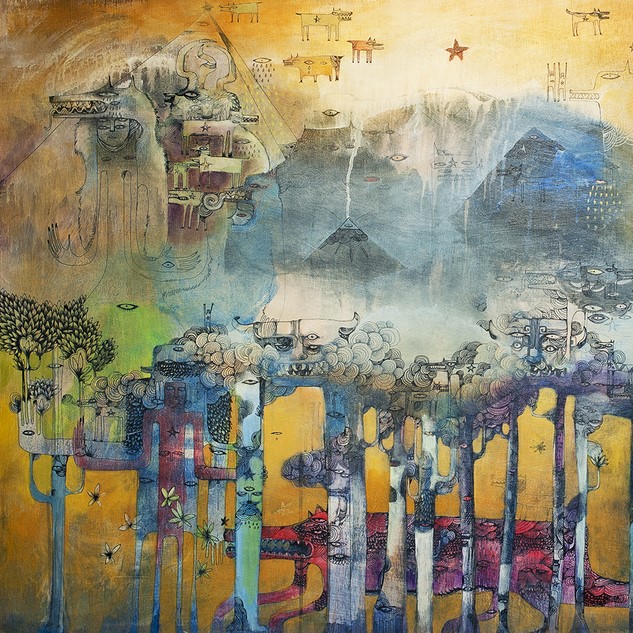 Sadwolfheadhat painting by Lan Yao