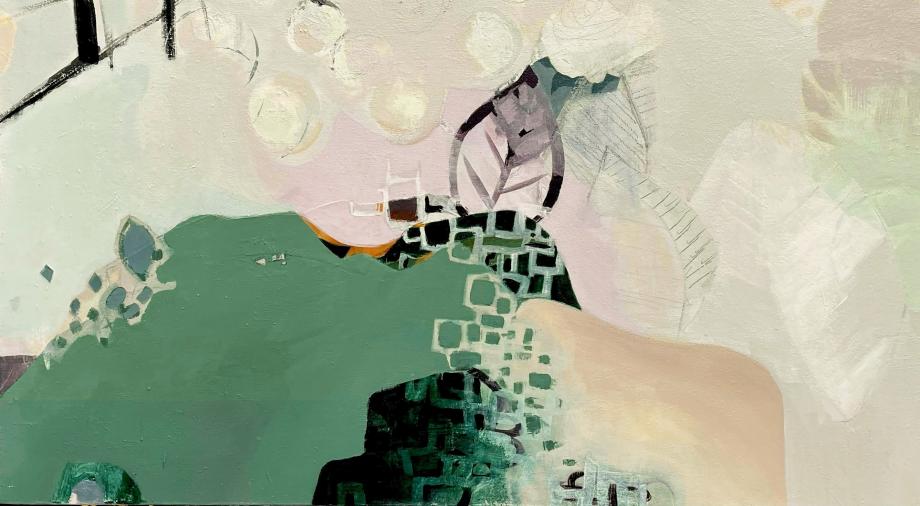 Gelareh Raufi - pencil and collage on canvas