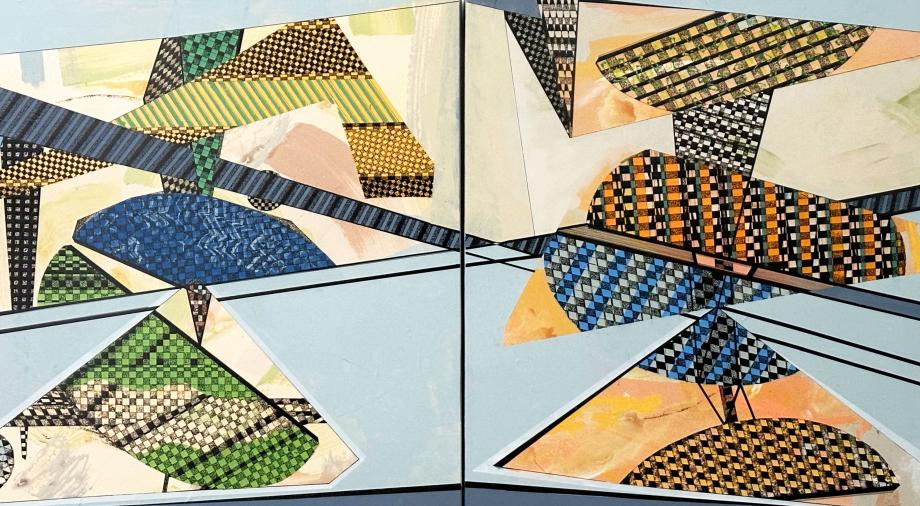 Jane Adams - Abstract in Blue - Diptych acrylic on canvas