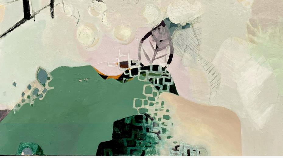 Gelareh Raufi - pencil and collage on canvas